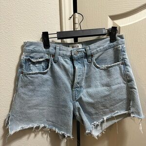 Agolde Parker long loose Jean shorts.